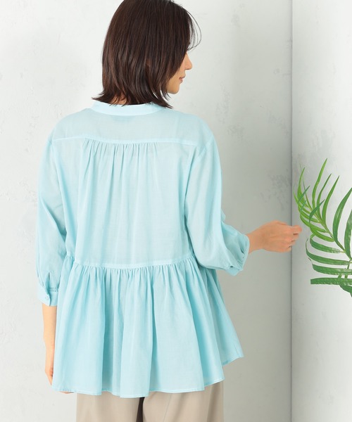 GALLORIA（ギャローリア）の「ウエストギャザーペプラムブラウス（シャツ/ブラウス・レディース・チェリーピンク/ホワイト/ライトブルー・LL/S/M/L）」の5枚目の写真