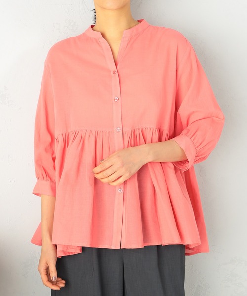 GALLORIA（ギャローリア）の「ウエストギャザーペプラムブラウス（シャツ/ブラウス・レディース・チェリーピンク/ホワイト/ライトブルー・LL/S/M/L）」の8枚目の写真