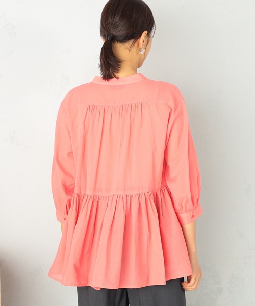 GALLORIA（ギャローリア）の「ウエストギャザーペプラムブラウス（シャツ/ブラウス・レディース・チェリーピンク/ホワイト/ライトブルー・LL/S/M/L）」の10枚目の写真