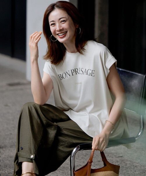 セール】【接触冷感/洗える】BON-PRESAGE ロゴ フレンチスリーブ