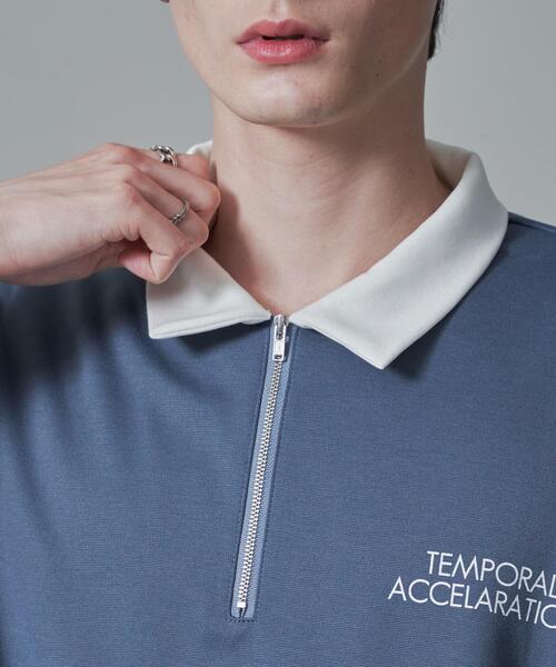 BROWNY（ブラウニー）の「BROWNY/ドルマンポンチハーフZIPT（Tシャツ/カットソー・メンズ・ホワイト/サックスブルー・MEDIUM/LARGE）」の5枚目の写真