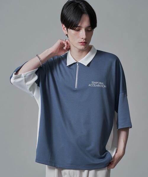 BROWNY（ブラウニー）の「BROWNY/ドルマンポンチハーフZIPT（Tシャツ/カットソー・メンズ・ホワイト/サックスブルー・MEDIUM/LARGE）」の15枚目の写真