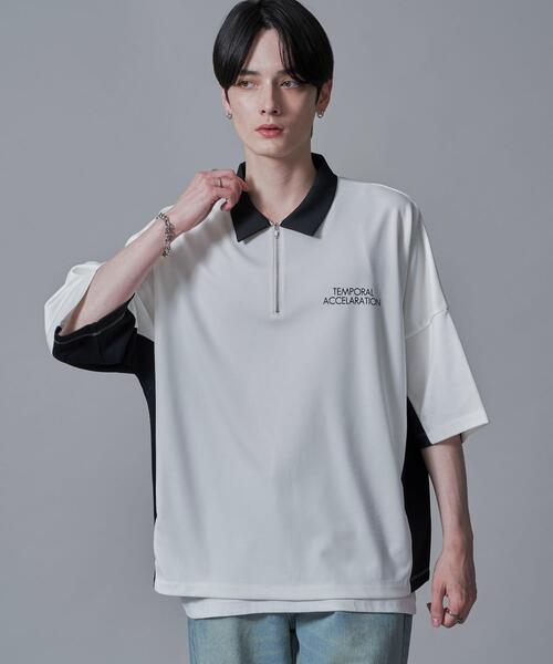BROWNY（ブラウニー）の「BROWNY/ドルマンポンチハーフZIPT（Tシャツ/カットソー・メンズ・ホワイト/サックスブルー・MEDIUM/LARGE）」の10枚目の写真