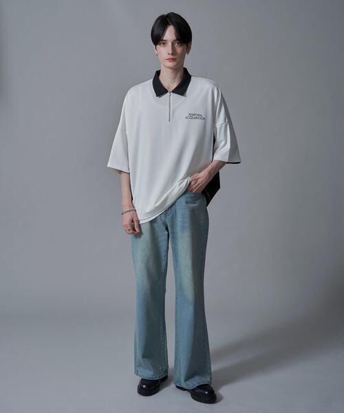 BROWNY（ブラウニー）の「BROWNY/ドルマンポンチハーフZIPT（Tシャツ/カットソー・メンズ・ホワイト/サックスブルー・MEDIUM/LARGE）」の13枚目の写真