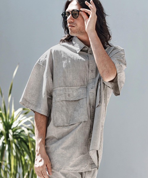 セール】mhs2383-ピグメントブロードビッグシルエットSSシャツ（シャツ