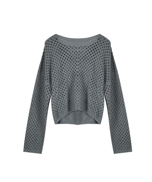 SUWDEE(スーディー)の「openwork knitting oversize pullover(その他トップス・レディース・ブルー/グレー/ブラック/アイボリー・FREE)」の4枚目の写真