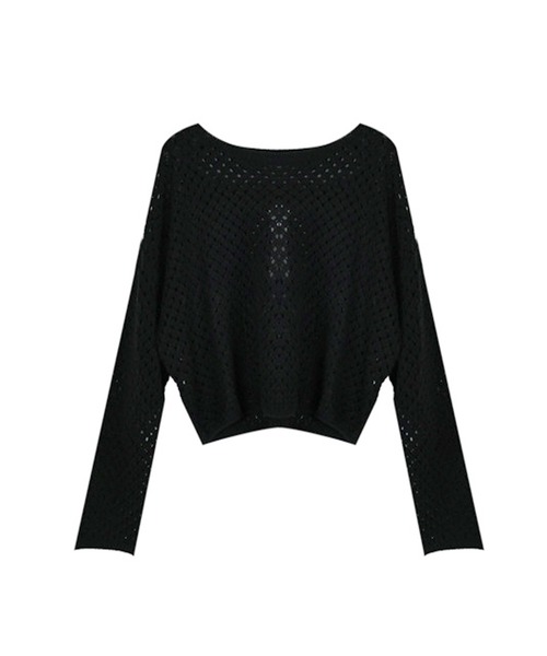 SUWDEE(スーディー)の「openwork knitting oversize pullover(その他トップス・レディース・ブルー/グレー/ブラック/アイボリー・FREE)」の3枚目の写真