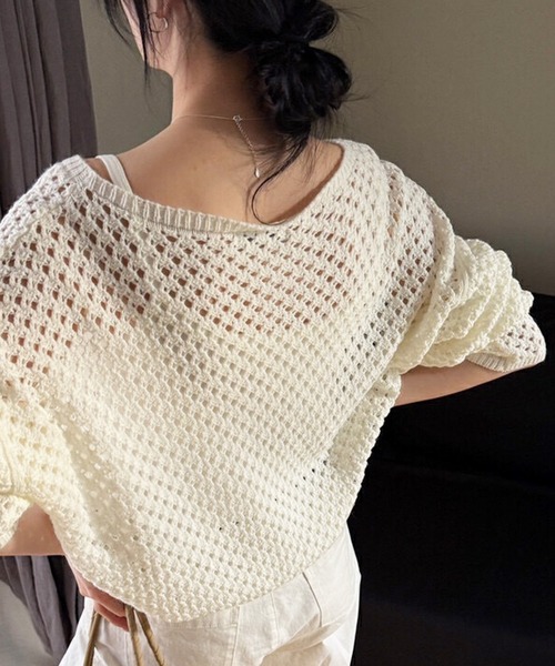 SUWDEE(スーディー)の「openwork knitting oversize pullover(その他トップス・レディース・ブルー/グレー/ブラック/アイボリー・FREE)」の7枚目の写真
