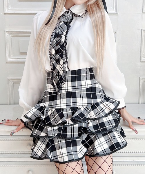 MA*RS（アメーバーマーズ）の「クロス刺繍ネクタイ付きブラウス（シャツ/ブラウス・レディース・ホワイト/ブラック/レッド/ブラック×ホワイト/ブラック×ブラック/ホワイト×ホワイト/ホワイト×ブラック・FREE）」の5枚目の写真