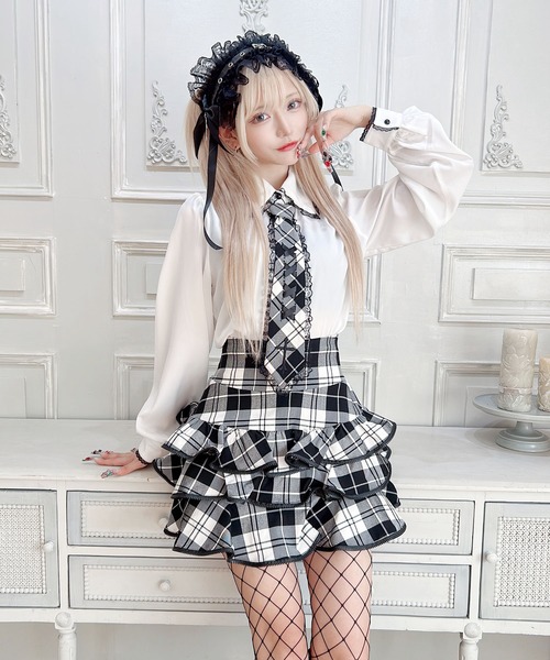 MA*RS（アメーバーマーズ）の「クロス刺繍ネクタイ付きブラウス（シャツ/ブラウス・レディース・ホワイト/ブラック/レッド/ブラック×ホワイト/ブラック×ブラック/ホワイト×ホワイト/ホワイト×ブラック・FREE）」の22枚目の写真