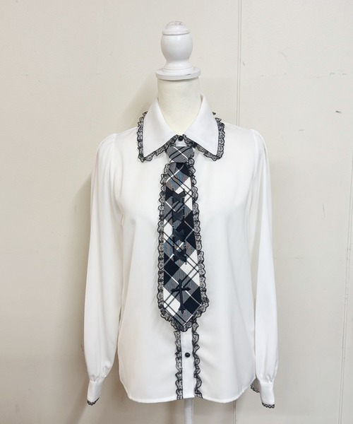 ネクタイブラウス 刺繍ネクタイ付ブラウス｜アクシーズファムの通販｜&mall