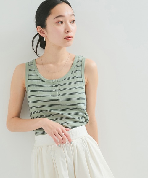 MILLER（ミラー）の「【Miller/ミラー】PANEL RIBBED HENRY TANK TOP（タンクトップ・レディース・ブラック/ライトグリーン/ピンク系その他/ブラック系その他3・FREE）」の3枚目の写真