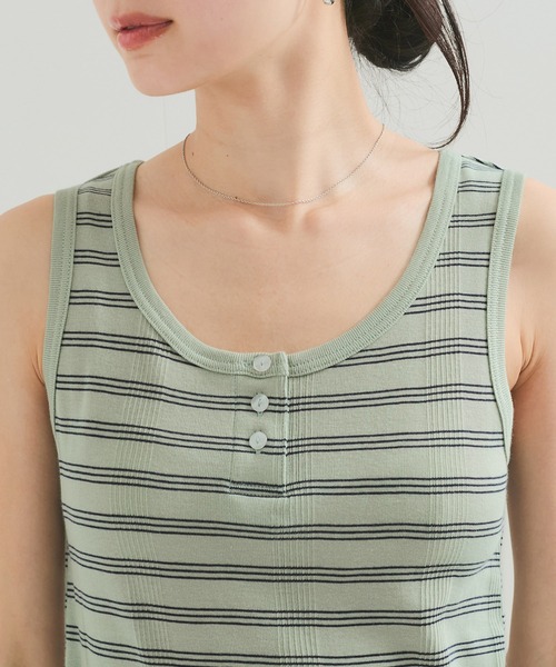 MILLER（ミラー）の「【Miller/ミラー】PANEL RIBBED HENRY TANK TOP（タンクトップ・レディース・ブラック/ライトグリーン/ピンク系その他/ブラック系その他3・FREE）」の12枚目の写真