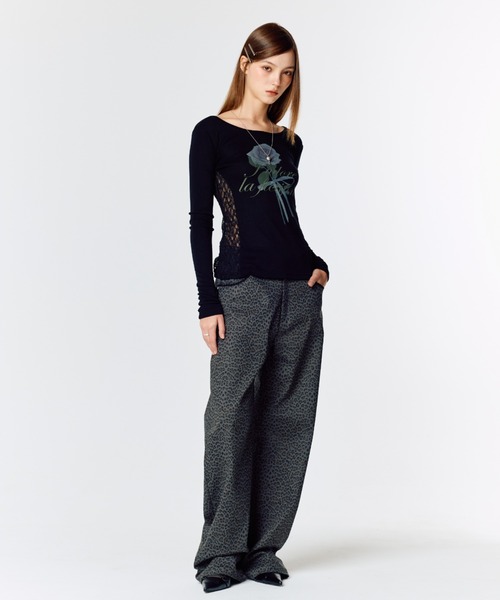 LARTIGENT(ラーティゼン)の「L15 LACE SLIM T-SHIRT(Tシャツ/カットソー・レディース・ホワイト/ブラック/ピンク系その他・FREE)」の4枚目の写真