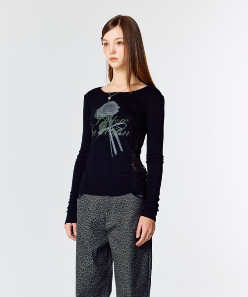 LARTIGENT(ラーティゼン)の「L15 LACE SLIM T-SHIRT(Tシャツ/カットソー・レディース・ホワイト/ブラック/ピンク系その他・FREE)」の8枚目の写真