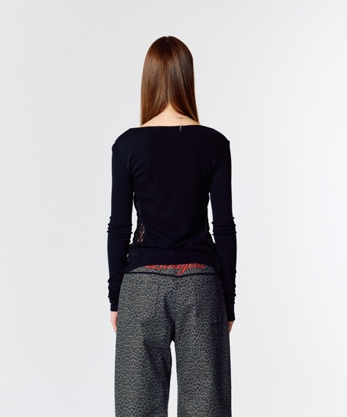 LARTIGENT(ラーティゼン)の「L15 LACE SLIM T-SHIRT(Tシャツ/カットソー・レディース・ホワイト/ブラック/ピンク系その他・FREE)」の9枚目の写真