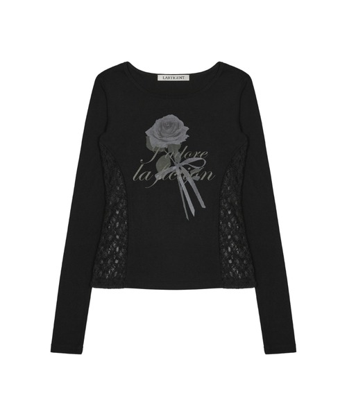 LARTIGENT(ラーティゼン)の「L15 LACE SLIM T-SHIRT(Tシャツ/カットソー・レディース・ホワイト/ブラック/ピンク系その他・FREE)」の16枚目の写真