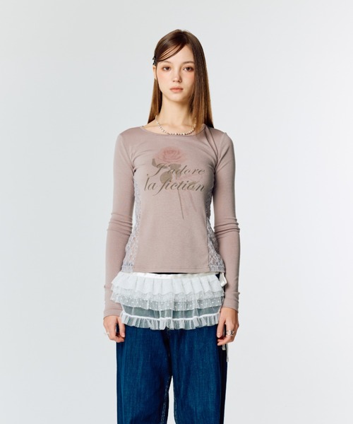 LARTIGENT(ラーティゼン)の「L15 LACE SLIM T-SHIRT(Tシャツ/カットソー・レディース・ホワイト/ブラック/ピンク系その他・FREE)」の13枚目の写真