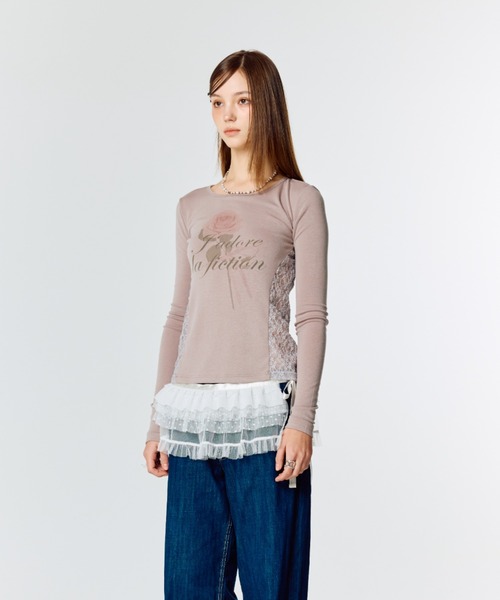 LARTIGENT(ラーティゼン)の「L15 LACE SLIM T-SHIRT(Tシャツ/カットソー・レディース・ホワイト/ブラック/ピンク系その他・FREE)」の14枚目の写真