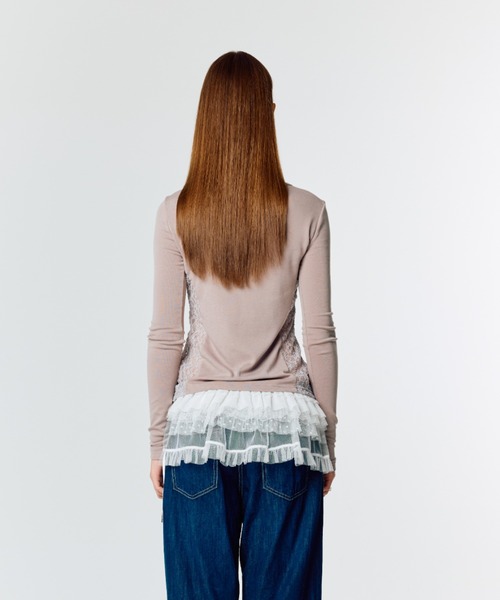 LARTIGENT(ラーティゼン)の「L15 LACE SLIM T-SHIRT(Tシャツ/カットソー・レディース・ホワイト/ブラック/ピンク系その他・FREE)」の15枚目の写真