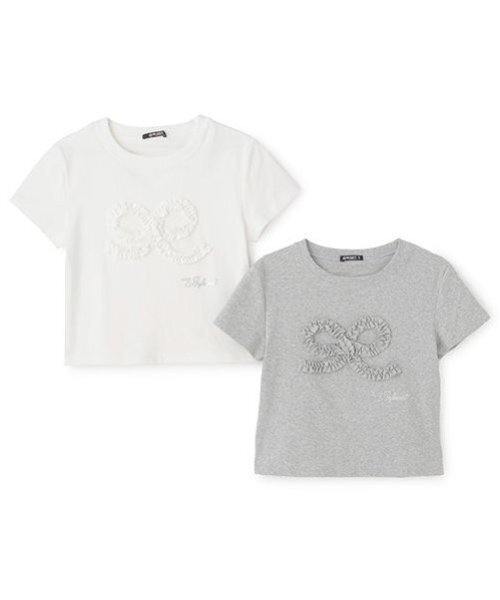 by LOVEiT（バイラビット）の「クシュクシュおリボンTシャツ（Tシャツ/カットソー・キッズ・グレー系/オフホワイト・130cm/150cm/160cm/140cm/120cm）」の10枚目の写真