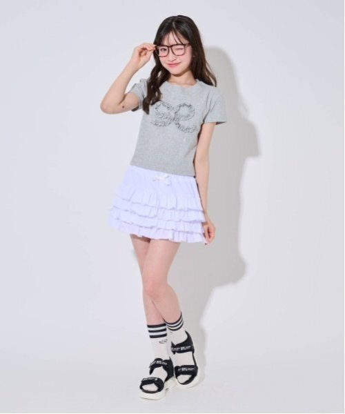 by LOVEiT（バイラビット）の「クシュクシュおリボンTシャツ（Tシャツ/カットソー・キッズ・グレー系/オフホワイト・130cm/150cm/160cm/140cm/120cm）」の12枚目の写真