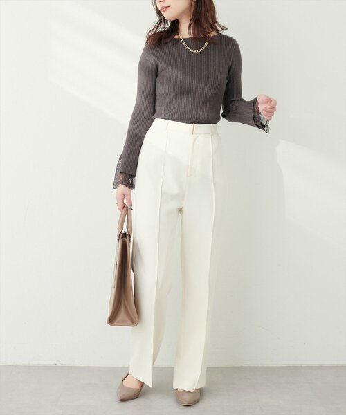 natural couture（ナチュラルクチュール）の「【osono】ハイウエスト美フレアパンツ（その他パンツ・レディース・オフホワイト/サックスブルー/ベージュ・LARGE/MEDIUM/SMALL）」の20枚目の写真