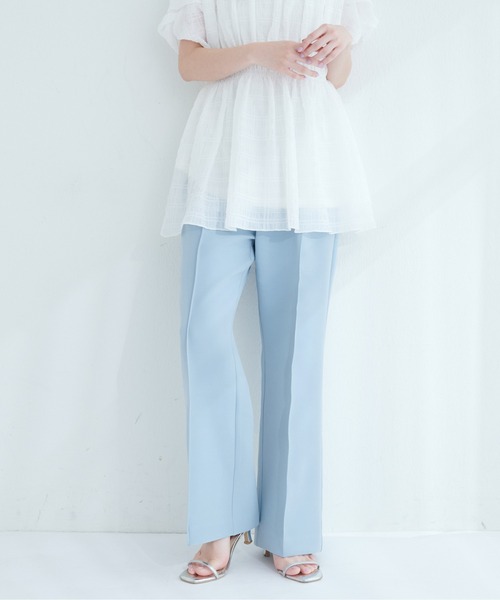 natural couture（ナチュラルクチュール）の「【osono】ハイウエスト美フレアパンツ（その他パンツ・レディース・オフホワイト/サックスブルー/ベージュ・LARGE/MEDIUM/SMALL）」の3枚目の写真