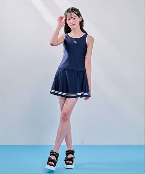 L(160cm) メゾピアノジュニア　スクール対応セパレートスイムウェア 紺 mezzo piano Junior（メゾピアノジュニア）の「【SWIM】スクール対応