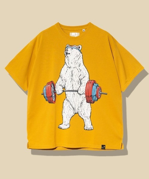 go slow caravan(ゴースローキャラバン)の「Drymix バーベルクマ BIG TEE(Tシャツ/カットソー・メンズ・セージグリーン/マスタード/ネイビー・MEDIUM/LARGE/X-LARGE)」の3枚目の写真