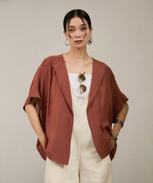 WEB限定】シアーエアリージャケットライクブラウス［洗える