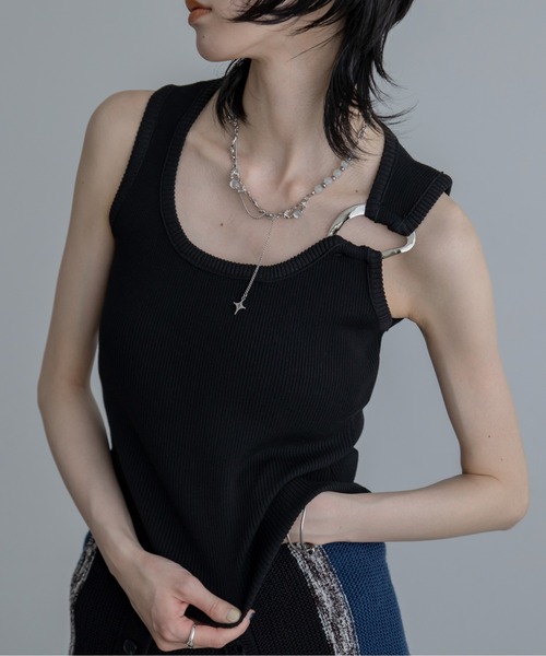 VACANCY（ヴァカンシー）の「メタルリングリブタンクトップ（タンクトップ・レディース・グレー/ベージュ/ブラック・FREE）」の15枚目の写真