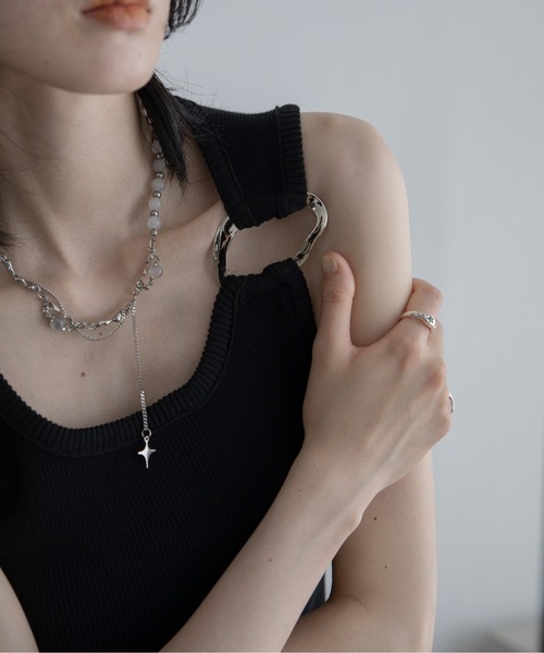 VACANCY（ヴァカンシー）の「メタルリングリブタンクトップ（タンクトップ・レディース・グレー/ベージュ/ブラック・FREE）」の16枚目の写真