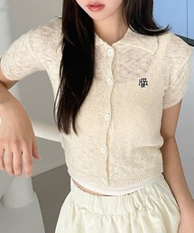 A'GEM/9 × .kom 『muah muah/ムーアムーア』slub collar knit cardigan/スラブカラー ニットカーディガン