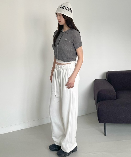 muahmuah（ムーアムーア）の「A'GEM/9 × .kom 『muah muah/ムーアムーア』slub collar knit cardigan/スラブカラー ニットカーディガン（カーディガン/ボレロ・レディース・チャコールグレー/マスタード/アイボリー・FREE）」の11枚目の写真