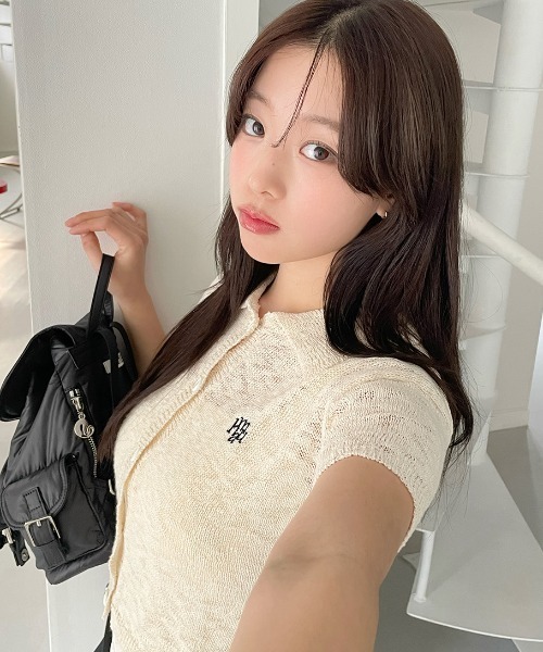 カーディガン A'GEM/9 × .kom 「muah muah/ムーアムーア」slub collar knit cardigan/スラブカラー ニッ A'GEM/9 × .kom 『muah muah/ムーアムーア』slub collar knit