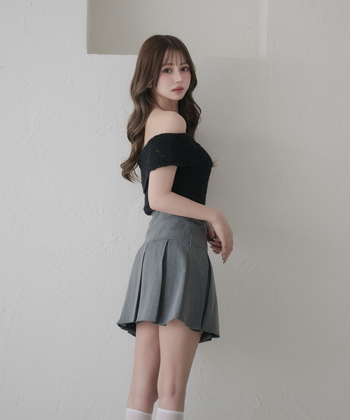 fupel（フぺル）の「off-shoulder ribbon knit tops / オフショルスラブリボンニットトップス（ニット/セーター・レディース・ブラック/オフホワイト/ピンク・FREE）」の20枚目の写真