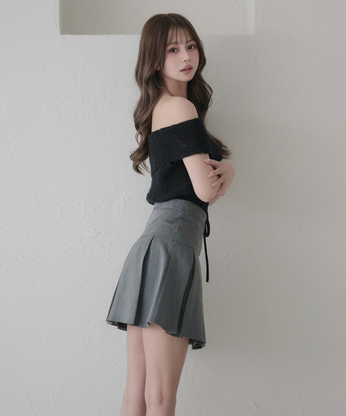 fupel（フぺル）の「off-shoulder ribbon knit tops / オフショルスラブリボンニットトップス（ニット/セーター・レディース・ブラック/オフホワイト/ピンク・FREE）」の21枚目の写真