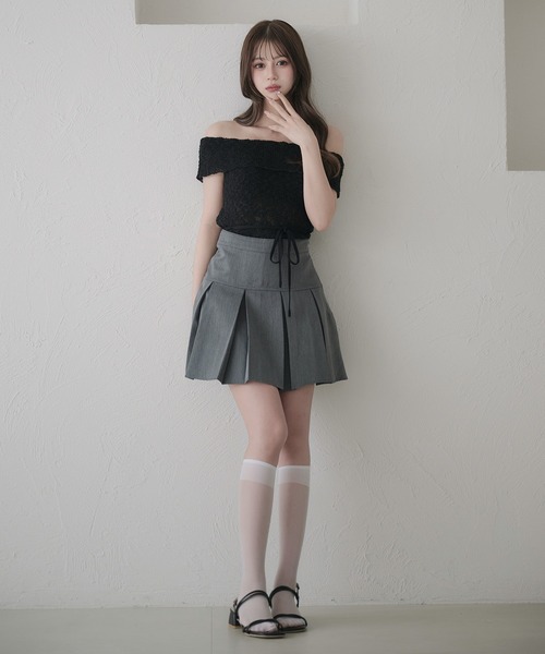fupel（フぺル）の「off-shoulder ribbon knit tops / オフショルスラブリボンニットトップス（ニット/セーター・レディース・ブラック/オフホワイト/ピンク・FREE）」の18枚目の写真