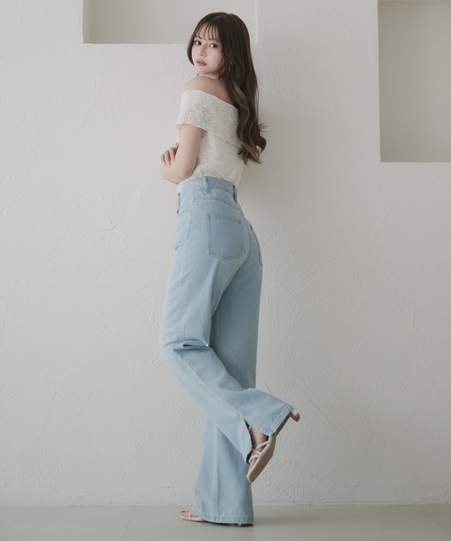 fupel（フぺル）の「off-shoulder ribbon knit tops / オフショルスラブリボンニットトップス（ニット/セーター・レディース・ブラック/オフホワイト/ピンク・FREE）」の14枚目の写真