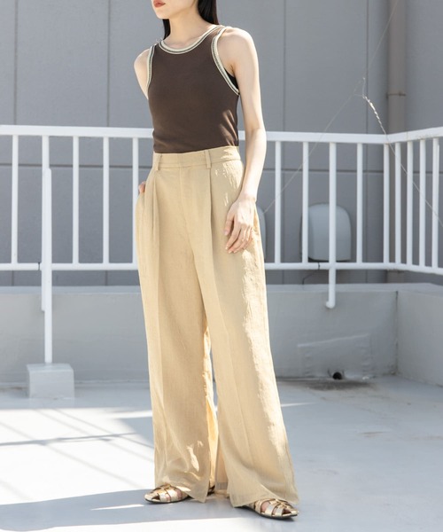 KBF(ケイビーエフ)の「シアーレイヤードパンツ(その他パンツ・レディース・ベージュ/チャコールグレー・ONE)」の12枚目の写真