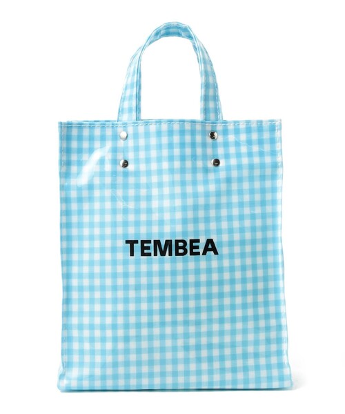 バッグ TEMBEA BORDER PRINT TOTE TEMBEA Paper Tote Small PVC Coating - Gingham Black