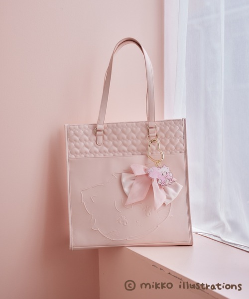 one after another NICE CLAUP（ワンアフターアナザーナイスクラップ）の「【mikko コラボ】キャリーオントートバッグ（トートバッグ・レディース・ピンク/ブラック/サックスブルー/アイボリー・FREE）」の5枚目の写真