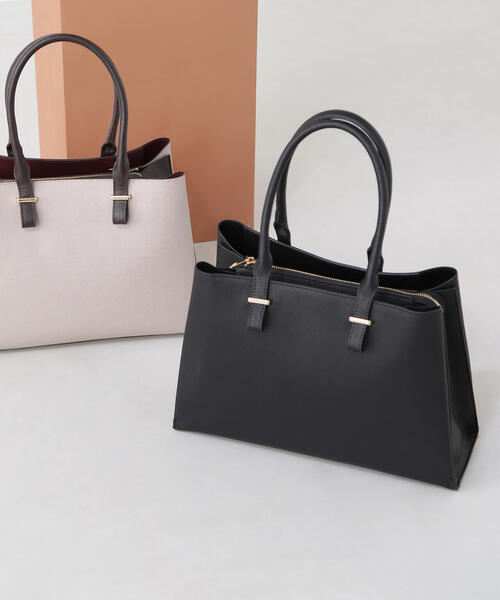 NATURAL BEAUTY BASIC(ナチュラルビューティーベーシック)の「◇トラペーズクラッシートート(トートバッグ・レディース・ブラック/ホワイト系その他・フリ-)」の2枚目の写真