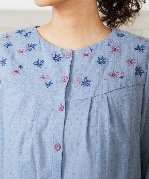ブラウス シャツ Nadar entre flores フラワー刺繍ブラウス レディース Nadar entre flores フラワー刺繍ブラウス（シャツ/ブラウス