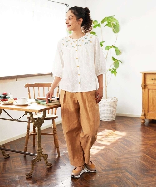 ブラウス シャツ Nadar entre flores フラワー刺繍ブラウス レディース Nadar entre flores フラワー刺繍ブラウス（シャツ/ブラウス