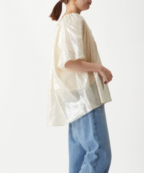 1er Arrondissement（プルミエアロンディスモン）の「コットン箔プリントブラウス（シャツ/ブラウス・レディース・カーキ/ゴールド・FREE）」の4枚目の写真