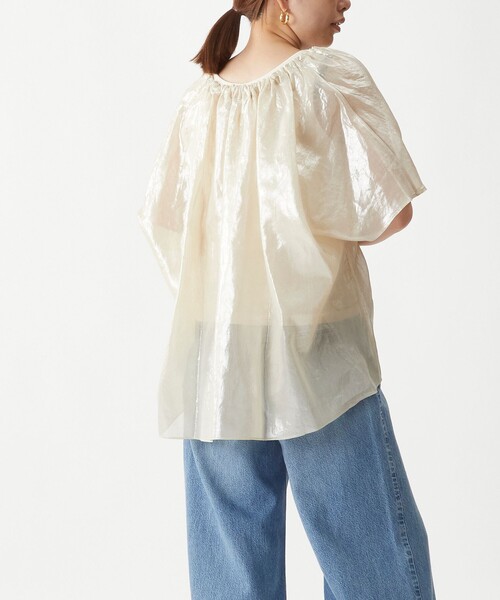 1er Arrondissement（プルミエアロンディスモン）の「コットン箔プリントブラウス（シャツ/ブラウス・レディース・カーキ/ゴールド・FREE）」の5枚目の写真
