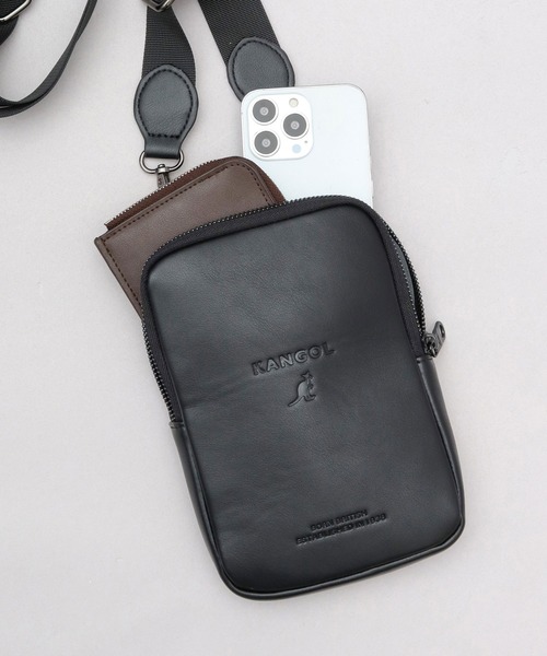 KANGOL（カンゴール）の「レザー調 マルチ スマホショルダーバッグ（ショルダーバッグ・メンズ・ブラック・FREE）」の8枚目の写真