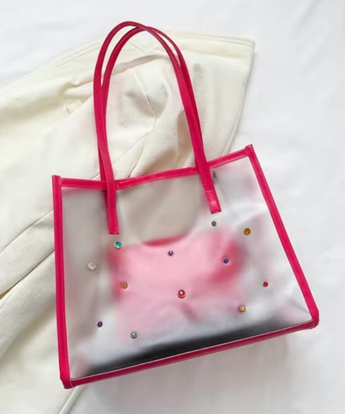 ammy.(エイミードット)の「【 ammy. / エイミードット 】 カラフル ビジュー ポーチ 付き ビーチ バッグ / クリア バッグ(トートバッグ・レディース・ブラック/ブルー/ホワイト/グリーン/ピンク・FREE)」の14枚目の写真